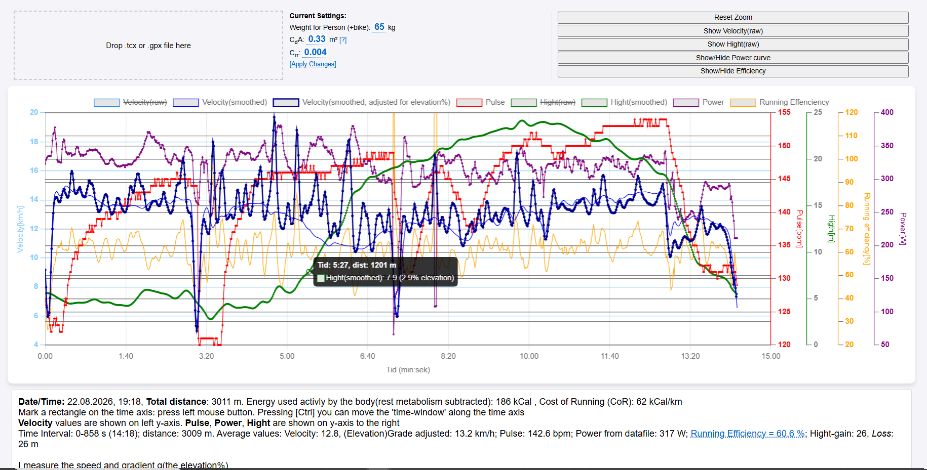 Exercise Analysis App Screenshot